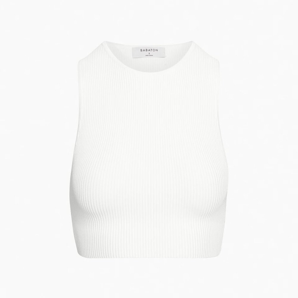 ✨ NWOT White Sculpt Racer Knit Tank | Babaton